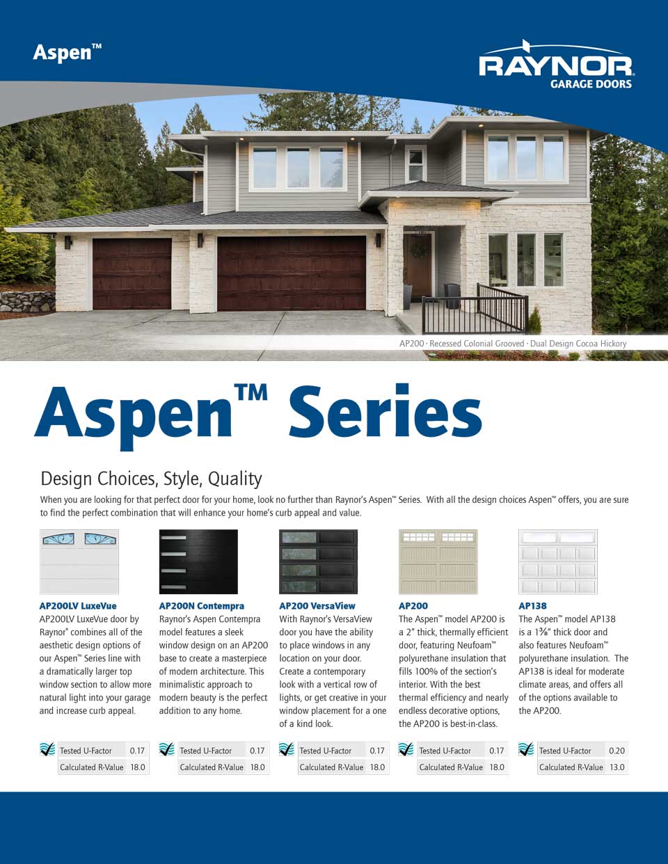 Aspen Sell Sheet Cover — Northfield, IL — Raynor Door Company